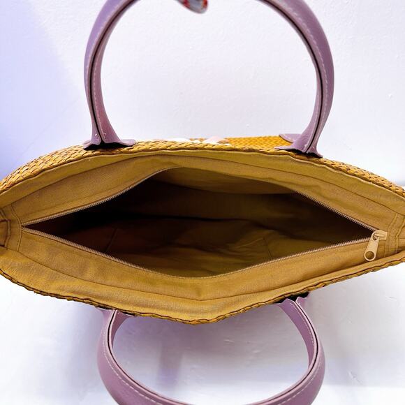 NEW! Handmade Hand Woven Bag Tote Leather Handle From Krachut Plant Unique Purse - Picture 10 of 14